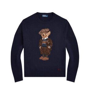 Polo Ralph Lauren Heritage Bear Wool Crewneck Sweater in Navy Blue